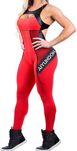 LINGMIN Women’s Elastic Backless Sexy Sports Bodysuit for Running Gym Yoga Pants Slim Sleeveless Jumpsuit