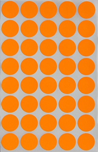 Royal Green Round Label Colored dot Stickers 19mm 3/4 inch - Neon Orange - 1000 Pack