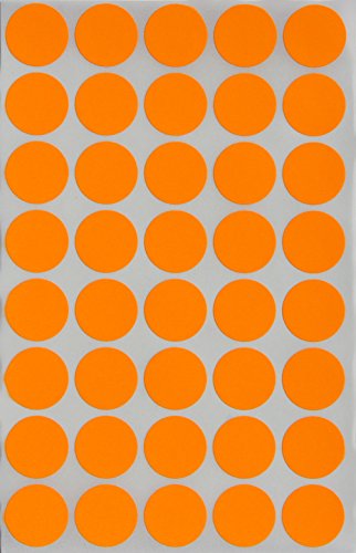 Round stickers Color Dot Labels 19mm 3/4 inch - Neon Orange - 280 Pack by Royal Green