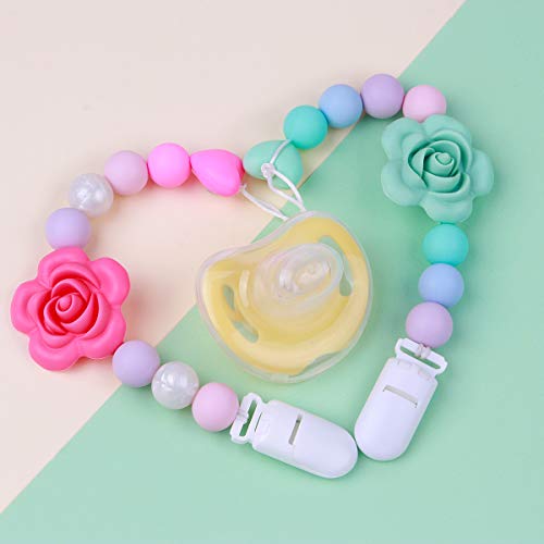 MCGMITT Pacifier Clip Girl, Silicone Baby Teething Relief Toys Beads for Girls, Soothie Pacifier Holder & Binky Clips, Best 2 Pack - Thumbnail 4