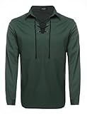 Coofandy Mens Scottish White Jacobite Ghillie Kilt Shirt (XXL, Deep Green)
