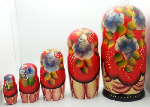 Nesting dolls Russian Hand Carved Hand Painted 5 piece DOLL Set Cinderella fairy tale