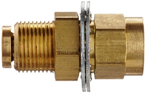 Eaton Weatherhead 1873X4X4 Brass CA360 D.O.T. Air Brake Tube Fitting, Female Bulkhead Union, 1/4" NPT Female x 1/4" Tube OD