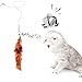 Bascolor Retractable Cat Toys Interactive Feather Teaser Wand Toy with 7 Refills Feathers Birds Worms Catcher for Cats Kitten