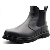 ZERVRTON Steel Toe Work Boots for Men,Slip-on Work Boots,Men's Industrial & Construction Shoes,Waterpoof Safety boots,Non-slip,Comfortable,Lightweight