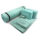 Sivan Health and Fitness Yoga Set 6-Piece- Includes 1/2" Ultra Thick NBR Exercise Mat, 2 Yoga Blocks, 1 Yoga Mat Towel, 1 Yoga Hand Towel and a Yoga Strap (Teal)