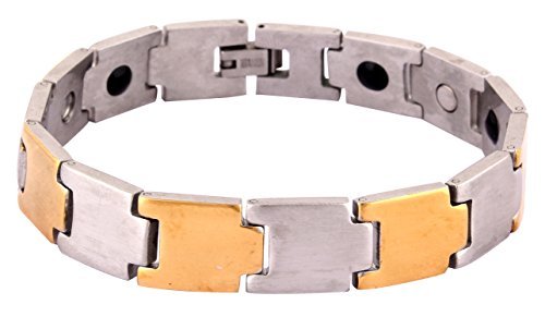 The Jewelbox Mens Titanium Stainless Steel Bio Magnetic Two Tone Bracelet - 