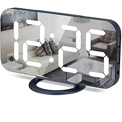 Digital Alarm Clock, Large Mirrored LED