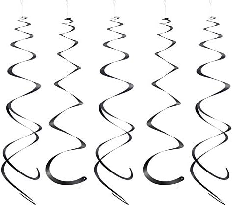 Black Hanging Swirl Decorations for Ceiling, Party Decorations, 28pcs