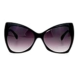 SA106 Unique Oversized Cat Eye Hybrid Butterfly Sunglasses All Black