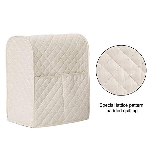 Giveme5 Kitchen Aid Mixer Cover, Leather Stand Mixer Cover Dust-Proof Cover Lattice Pattern Thicken Protector Cover Organizer Bag for Kitchen Mixer QT4.5 QT5 QT6 (Beige) - Thumbnail 3