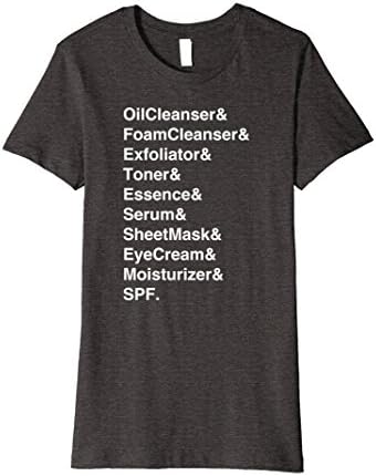 Womens Korean Beauty 10-Step Skincare Routine T-Shirt Small Dark Heather