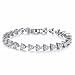 Caperci White Gold Plated Heart Shape Cubic Zirconia Diamond Tennis Bracelet for Women, 7.25