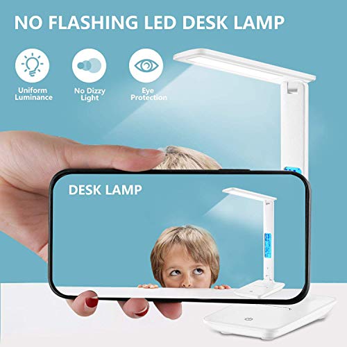 Desk Lamp LED Desk Light, Smart Features(Clock, Alarm, Date, Temperature)-Adjustable, Foldable Touch Table Lamp, 3… - Image 3