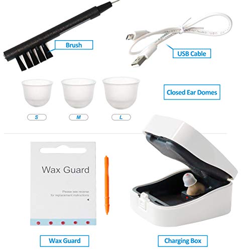 TKING Rechargeable Hearing Amplifier for Adults, Invisible in Ear Canal, Digital Noise Reduction Feedback Cancelling,Aid and Assist Hearing (for Right Ear)