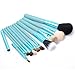 12pcs Makeup Brush Set Professional Face Cosmetic Brushes Kit Make up Tool with Cup Holder Case (Teal Blue)