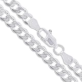 Men's Sterling Silver Flat Curb Chain 1.2mm-11.5mm Solid 925 Italy Link Necklace