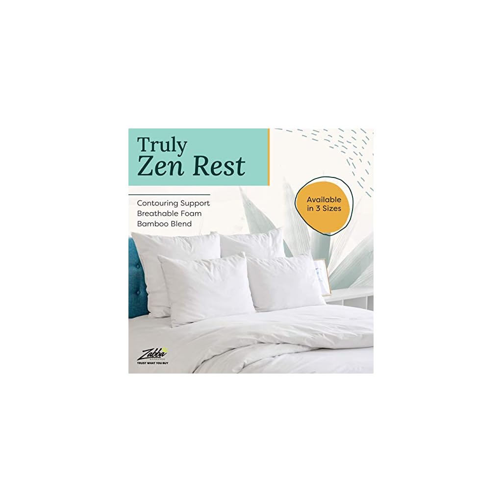 Zen Bamboo Pillows for Sleeping Set of 2 King Size Pillows w/Cool