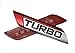 2Pcs Metal TURBO Premium Car Side Fender Rear Trunk Emblem Badge Decals (Red TURBO)