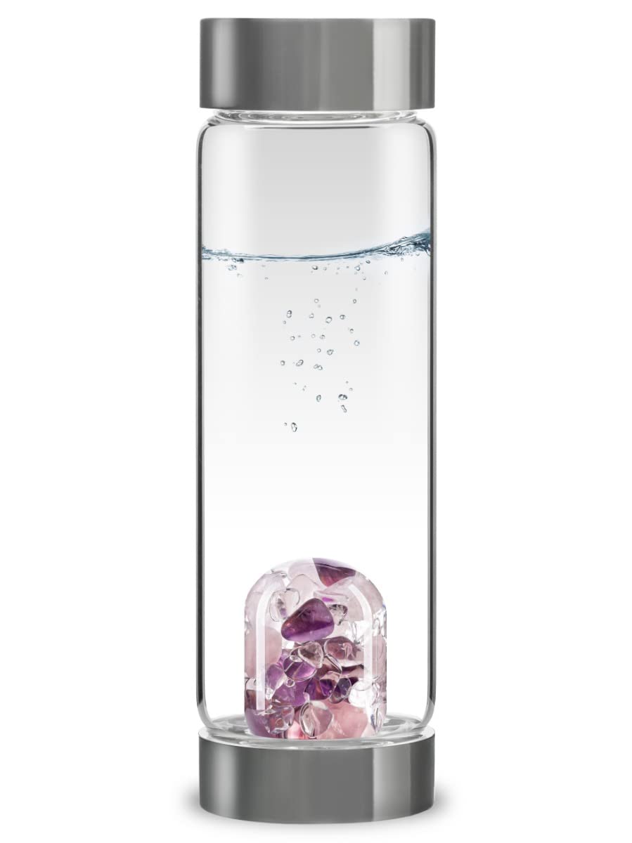 VitaJuwel ViA WELLNESS - Crystal Water Bottle with Amethyst, Rose Quartz & Clear Quartz