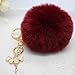 Bestpriceam Synthesis Rabbit Fur Ball Keychain Bag Plush Car Key Ring Car Key Pendant (Wine Red)