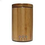 Real Bamboo Wood Ultrasonic Aromatherapy Essential Oil Diffuser and Humidifier with Cool Mist - 4 Timer Settings, Auto Shut-Off and Colored LED Lights