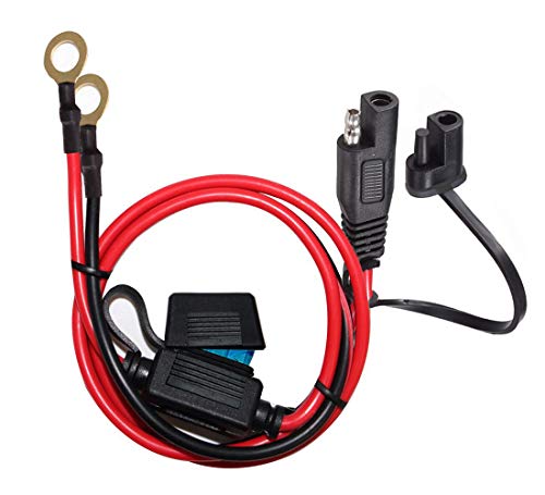 YETOR SAE to O Ring Terminal Harness, with 15A Protection Fuse for Safety, 2-Pin Quick Disconnect Plug,SAE Battery Extension Cable with 2FT 10AWG for Motorcycle Cars.