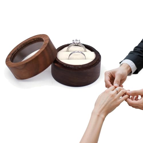 Personalised Wedding Ring Box for 2 Rings, Engagement Ring Box For Jewellery, Store Earrings, Rings, Store Earrings, Rings, Necklaces, Suitable For Marriage, Proposal, Valentine'S Day Gifts (White)