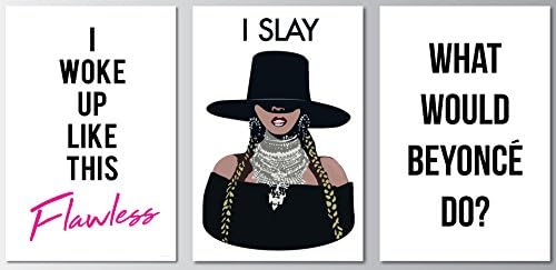 3 Posters of Beyoncé, Flawless, I Slay, WWBD Art Prints, Buy 1 Get 2 Free, 3 total prints (2-sided) (Large Set - 18"x24")