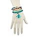 LUX ACCESSORIES Turquoise Pave Hamsa Evil Eye Peace Sign Love Tassel Arm Candy Bracelet Set