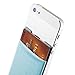 Sinjimoru Basic Cell Phone Wallet Stick on, Card Holder for Back of Phone Working as Adhesive Stretchy iPhone Wallet. Sinji Pouch Basic 2 Light Blue