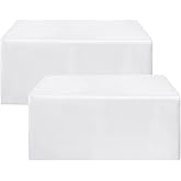 HolidayIdeas Fitted White Tableclothes - 72 x 30 Inch - 2 Pack Rectangle Table Covers for 6 Foot Tables, Polyester Fabric Tablecloths for Christmas, Parties, Wedding, Trade Show