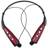 Rymemo 2016 Newest Design Universal Wireless Bluetooth 4.1 Music Stereo Sports Headset Headphones Vibration Neckband Style for Cellphone (Red-Black)