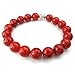 KONOV 10-12mm Natural Energy Stone Beads Gemstone Mens Womens Bracelet, Buddha Mala, Red Silver