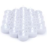 Mars LED Tea Lights - 24 Cool White Unscented Tealight Candles Bonus Decor Rose Petals - 1.4x1.4