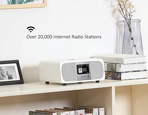 LEMEGA M3+ 20W Stereo Internet FM Digital Radio with Bluetooth, Built-in Subwoofer, USB, Aux & TFT Colour Display - White