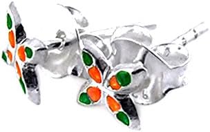 5 Pairs Pack Mix Color of Hand Paint Butterfly with 925 Sterling Silver Stud Earring.