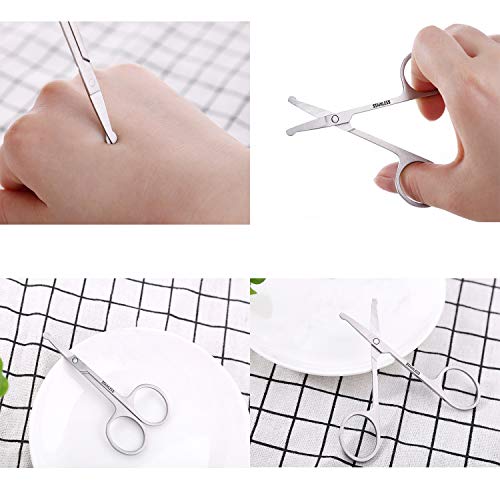 Manual Nose Hair Scissors Facial Hair Trimmer Mini Stainless Steel 3.4'' Scissors for Eyebrows, Nose, Moustache, Beard