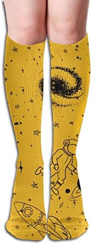 Mysterious Yellow Galaxy Space Fashion High Socks Sports Home Long Socks For Men & Women Warmer Stockings