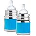 Pura Kiki Stainless Steel Infant Bottle with Aqua Silicone Sleeve, 5 Ounce, Set of 2