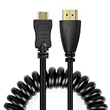 UCEC 11.81"/30cm Coiled Mini HDMI to Full HDMI Cable for Atomos Ninja Star Recorder Cameras