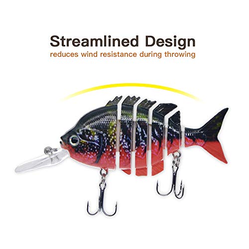 ROSE KULI Bass Fishing Baits Topwater Multi Jointed Lures Hard Life-Like Trout CrankBaits Red