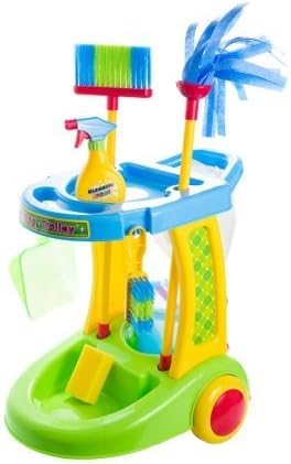 Kids Children Cleaning Trolley Set Toy Mop Bucket Dustpan Brush by BM