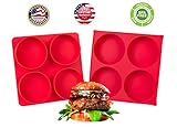 Burger Press - Stuffed Half Pound Hamburger Patty Maker - BPA-free Silicone Burger Press for Your BBQ Grill Patty - Silicone Freezer Storage Container mold set - Oven bake Quiches, pies, Hash Browns
