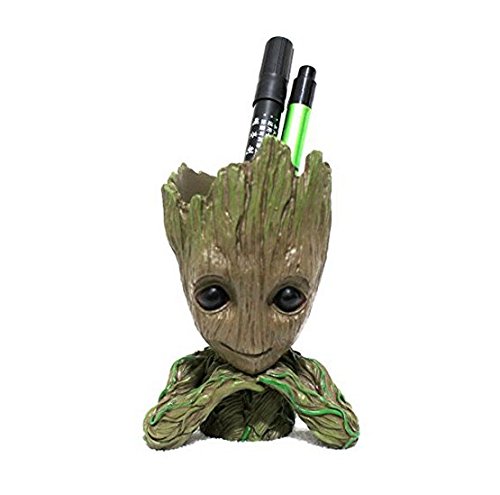 Pinsjar 15cm Kawaii Polyresin Flowerpot Tree Baby Groot Succulent Planter Cute Green Plants Flower Pot with Hole Pen Pot Best New Year Gifts For Kids