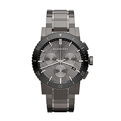 Burberry Chronograph Gunmetal Dial Grey Ion-plated Stainless Steel Mens Watch BU9381