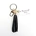 Genuine Leather Tassel Keychain Bag Charm Women Handbag Purse Accessories Key Rings (Black)