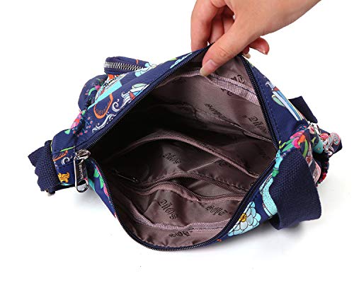 Womens Nylon Floral Shoulder Bag Crossbody Bag Messenger Bags Travel Handbags With Adjustable Strap Waterproof (C butterfly) - Thumbnail 4