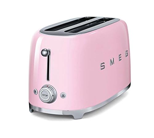 Smeg TSF02PKUS 50's Retro Style Aesthetic Slice Toaster, Pink in
