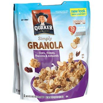 Quaker Simply Granola Oats, Honey, Raisins and Almonds, 2 pk./34.5 oz. AS